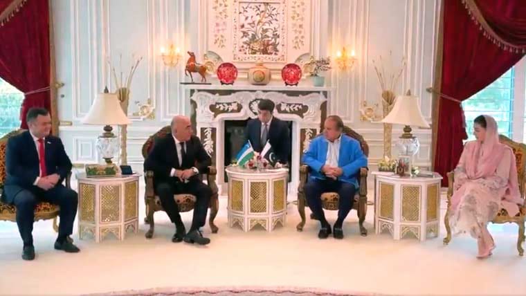 دیدار مریم نواز و نواز شریف با ه‍یئت ازبکستانی