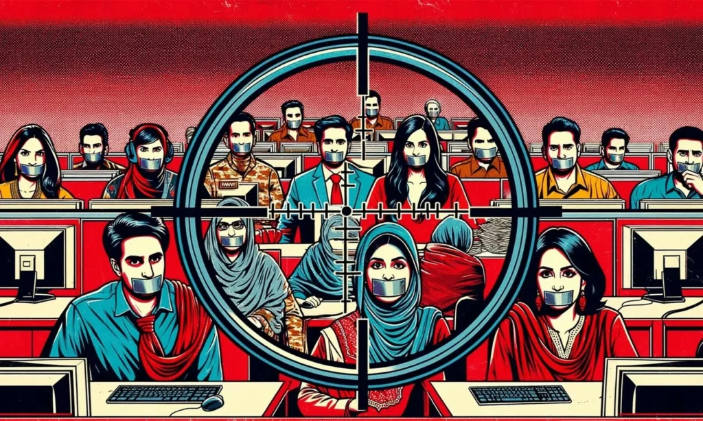 خبرنگار در حال تحقیق و گزارش در محیط رسانه‌ای دیجیتال