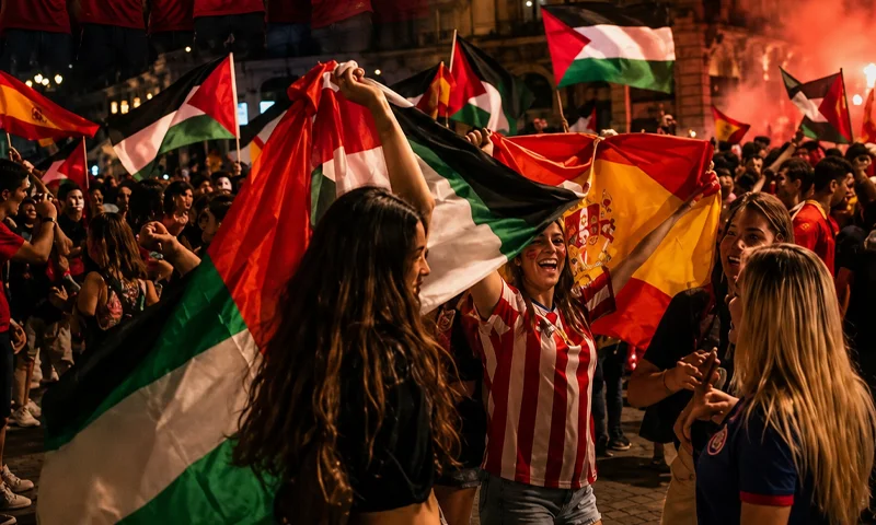 پس از قهرمانی اسپانیا در جام جهانی فوتبال، فلسطینیها در غزه و کرانه باختری اشغالی به خیابانها آمدند و جشن گرفتند. آنان حمایت اسپانیا از آرمان فلسطین را ستودند و این پیروزی را نشانهای از همبستگی مادرید با قضیه فلسطین دانستند